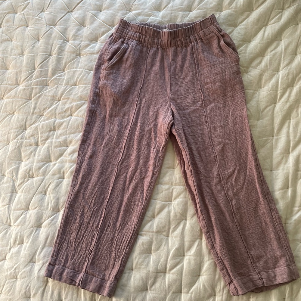 Pink Textured Pants